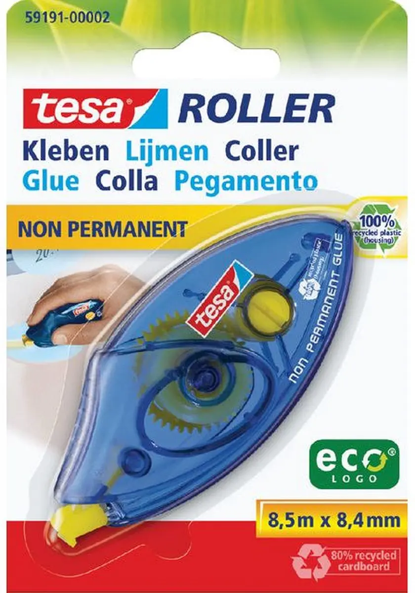 Lijmroller Tesa ecoLogo non permanent op blister