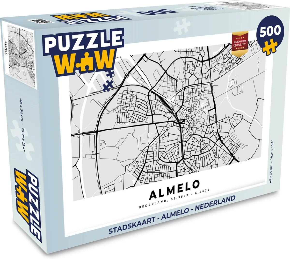 PuzzleWow Stadskaart Almelo 500 Stuks Multicolor