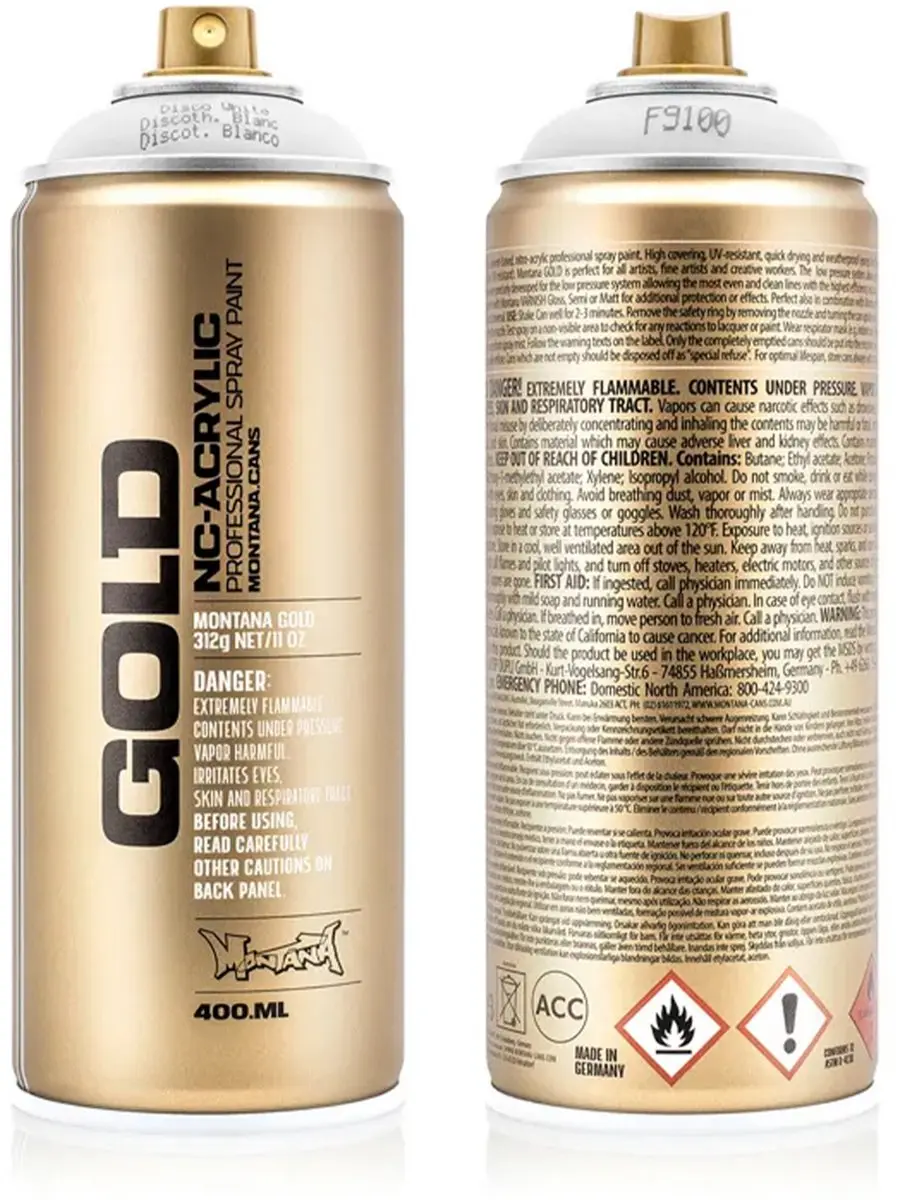 Montana GOLD Fluor Verf WIT spuitbus 400ml