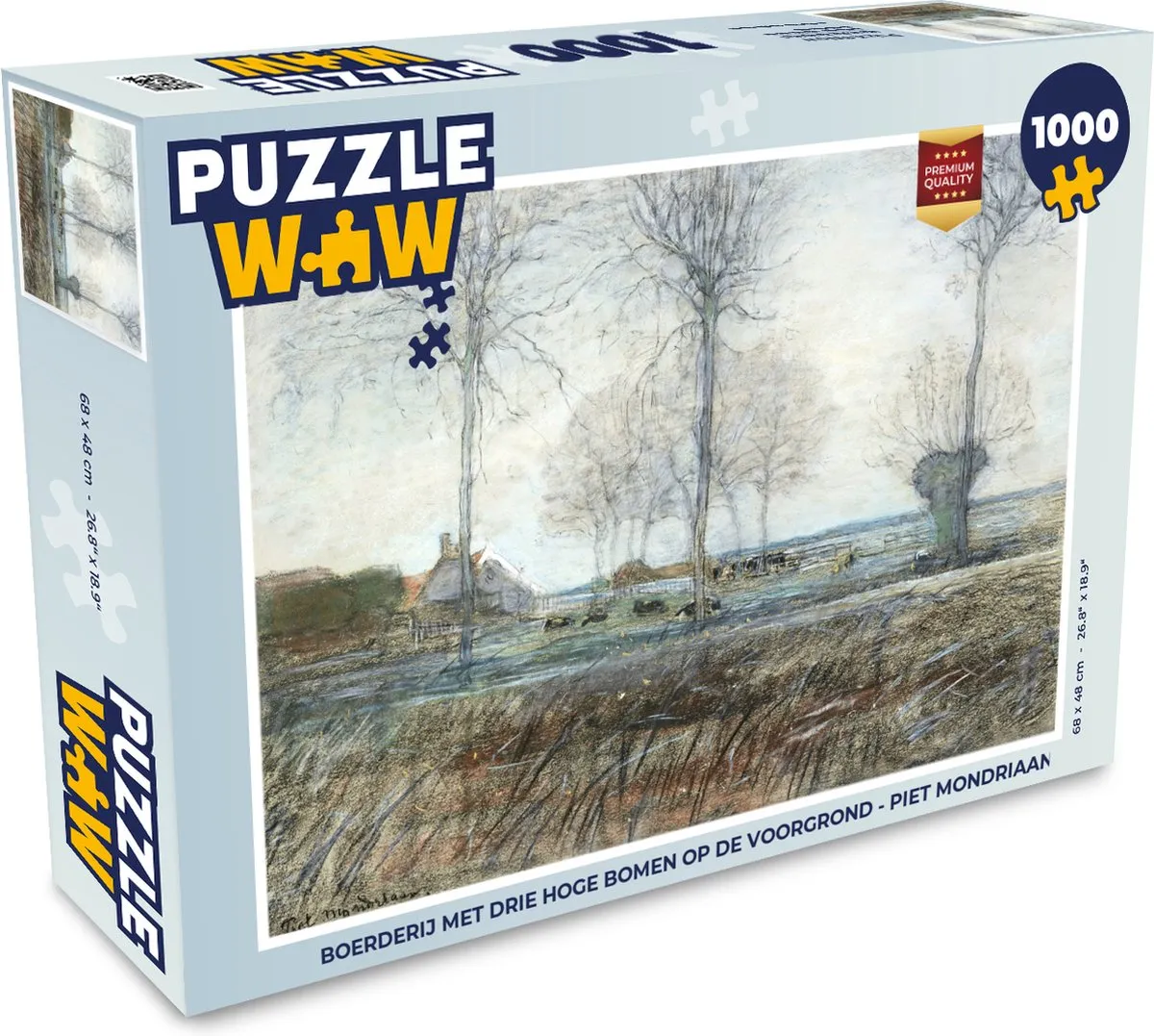 PuzzleWow Piet Mondriaan Boerderij Legpuzzel 1000 Stuks - Multicolor