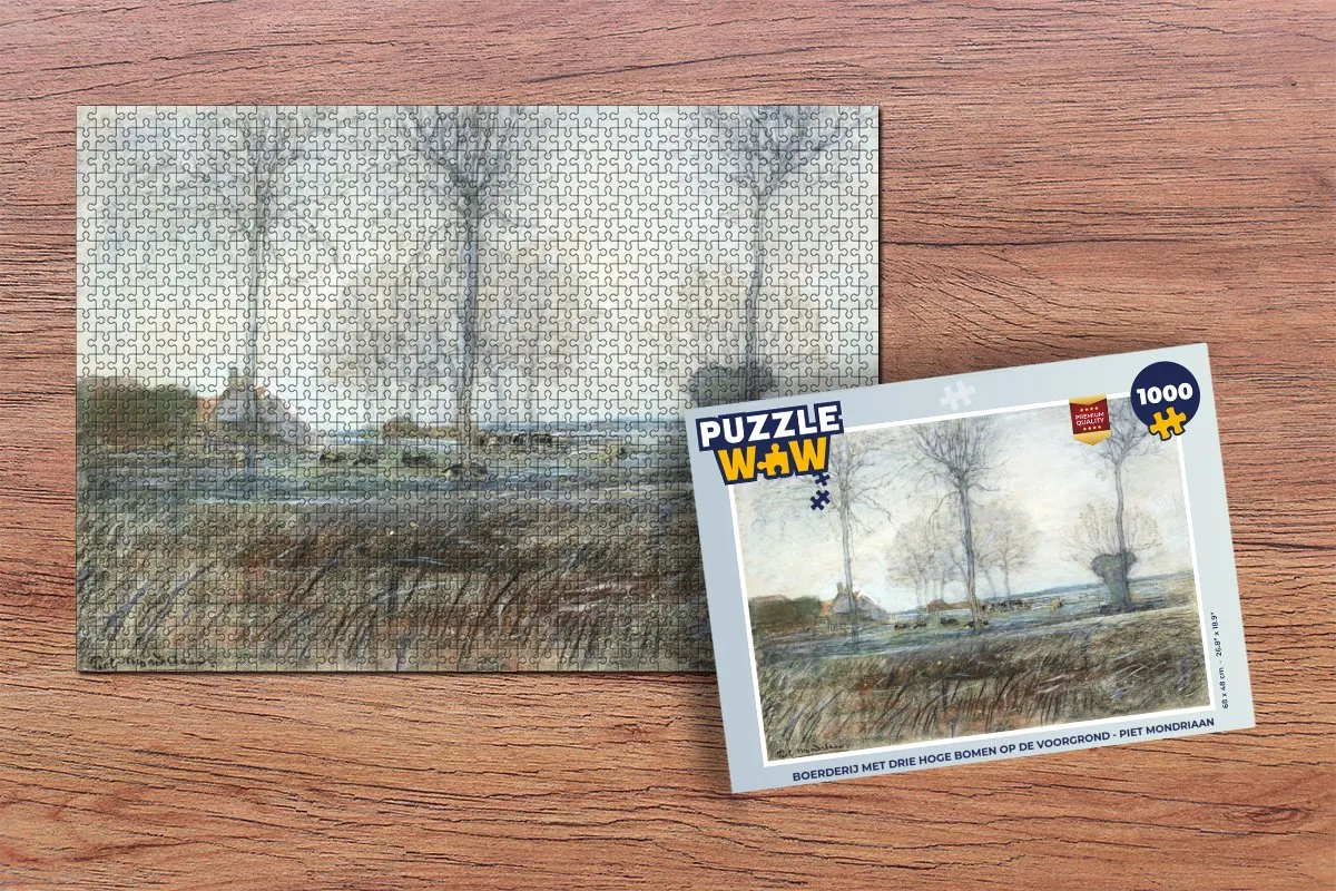 PuzzleWow Piet Mondriaan Boerderij Legpuzzel 1000 Stuks - Multicolor