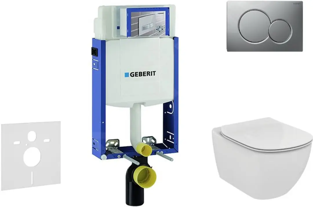 Inbouwreservoir voor hangend toilet met SIGMA01 bedieningsknop, mat chroom + Ide