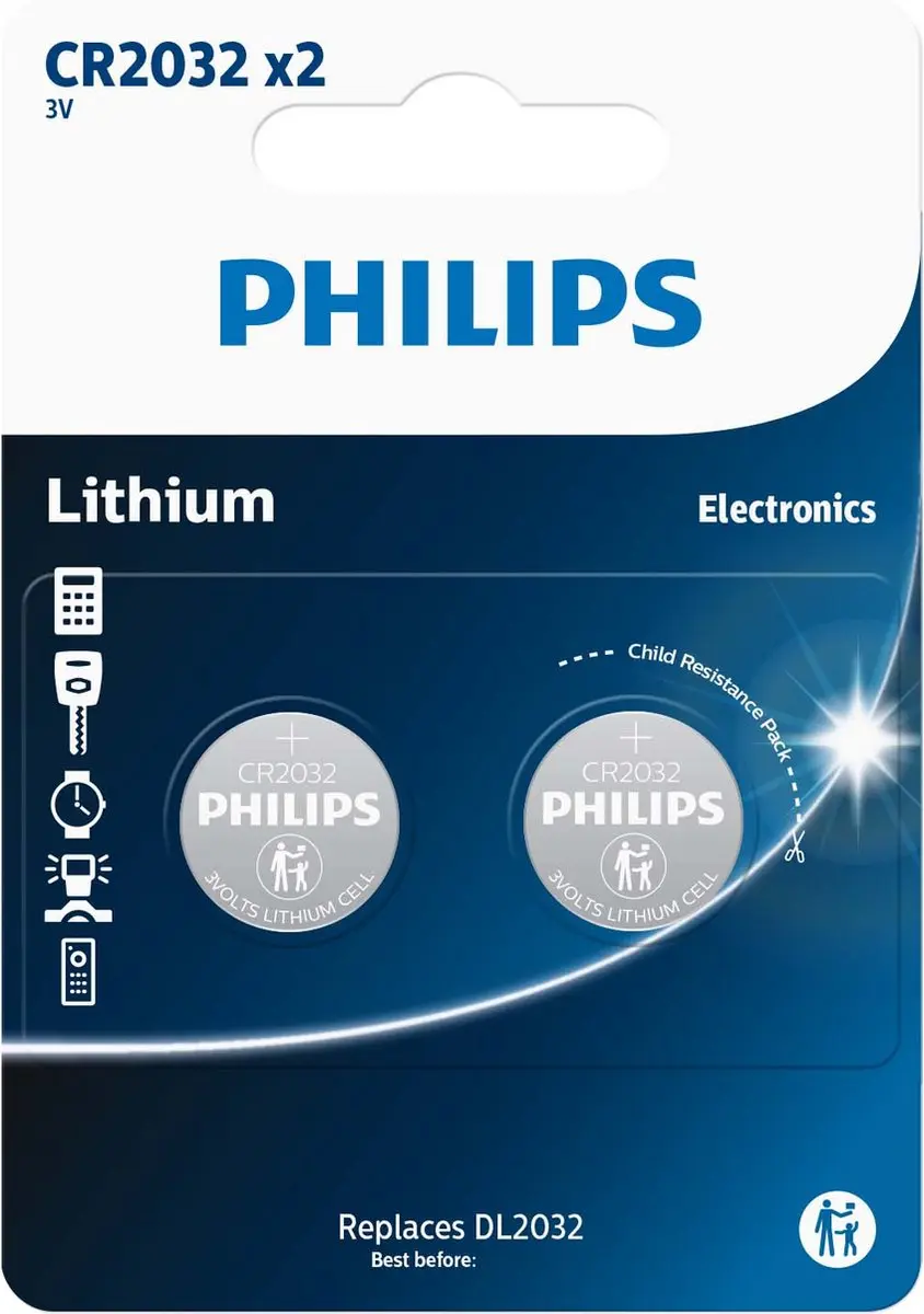 Philips CR2032P2/01B Lithium Batterijen