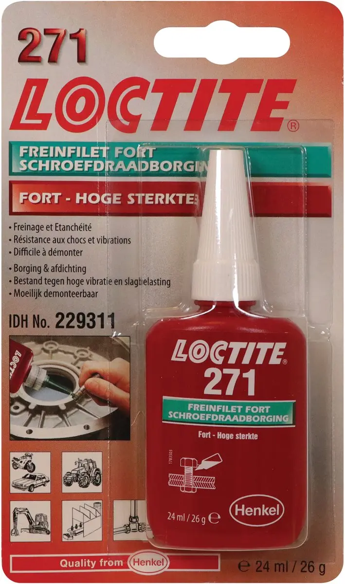 Loctite 271 Schroefdraadborgmiddel Rood 24ml - afbeelding 2 van 4