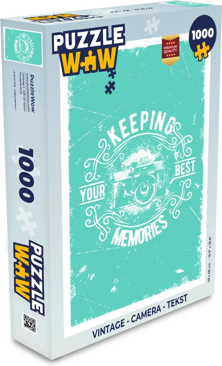 PuzzleWow Vintage Camera Legpuzzel 1000 Stuks