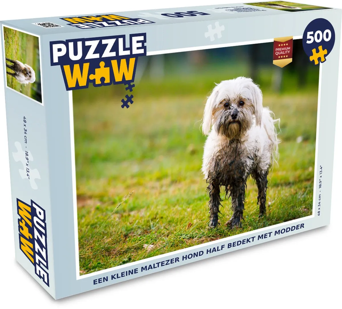 PuzzleWow Legpuzzel Een kleine Maltezer hond - 500 Stuks - Multicolor