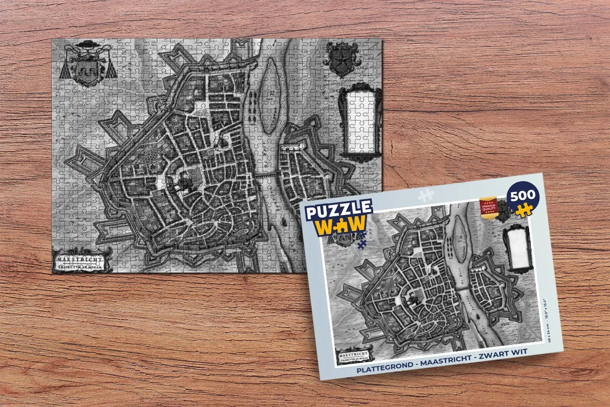PuzzleWow Maastricht Legpuzzel 500 Stuks - Zwart/Wit