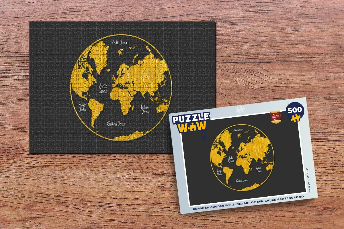 PuzzleWow Wereldkaart Legpuzzel 500 Stuks - Multicolor