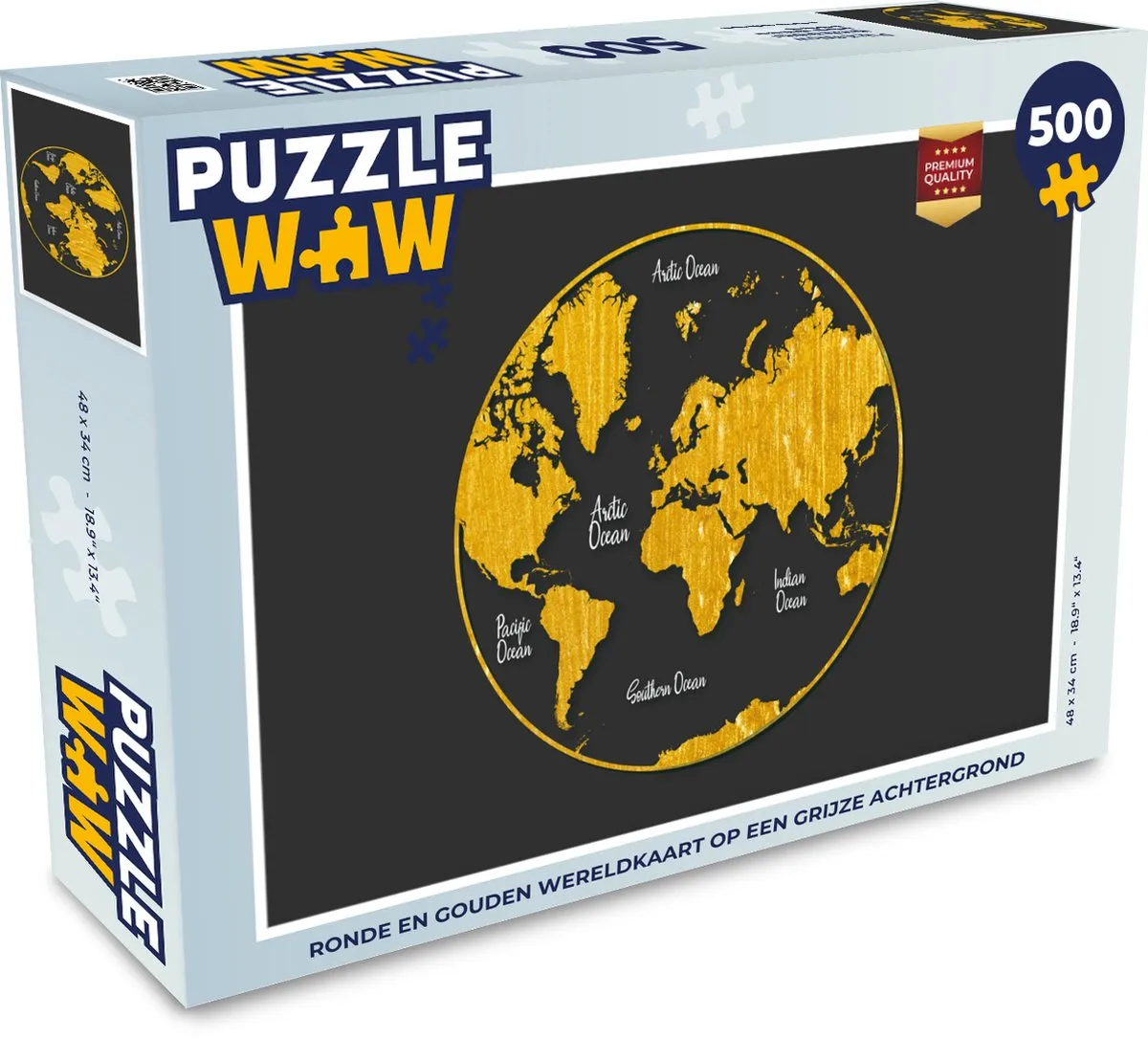 PuzzleWow Wereldkaart Legpuzzel 500 Stuks - Multicolor