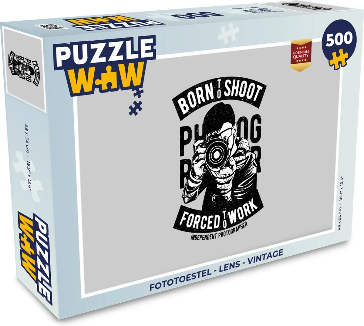 PuzzleWow Fototoestel Lens Vintage Legpuzzel 500 Stuks - Multicolor