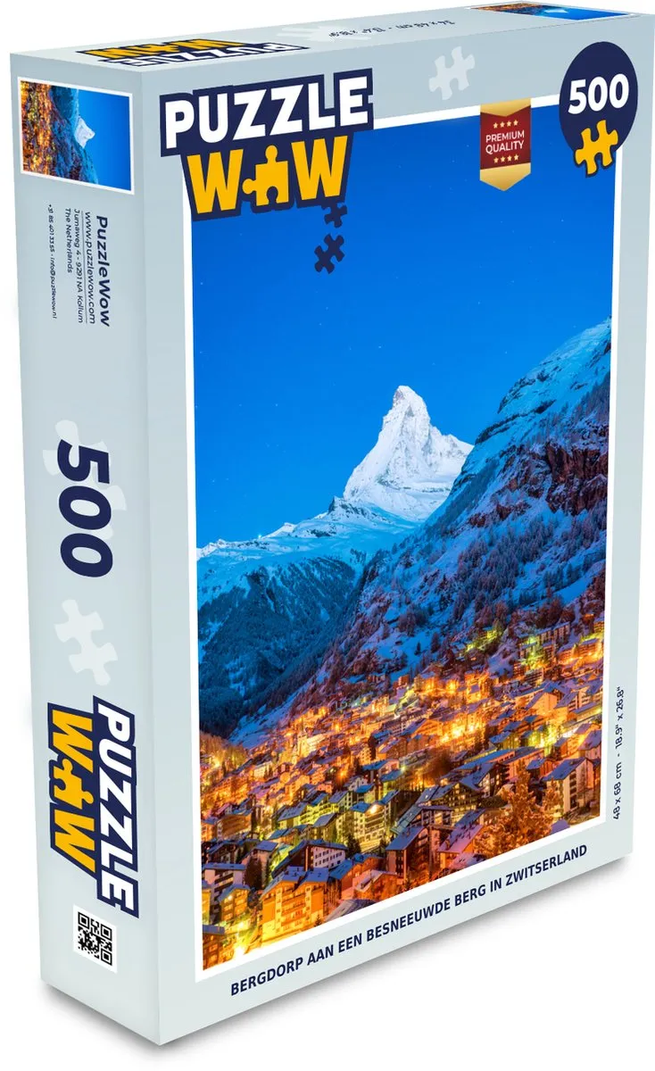PuzzleWow Bergdorp Zwitserland Legpuzzel 500 Stuks