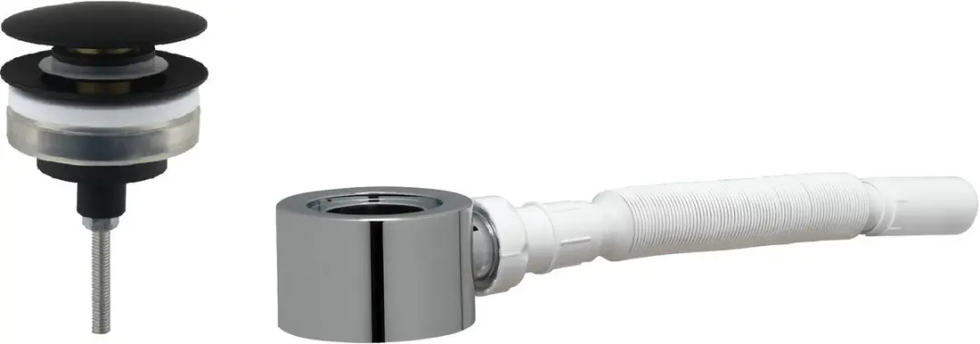 Saqu Steady set (voor 1 afvoer) met afsluitbare wastafelplug in mat zwart en pla