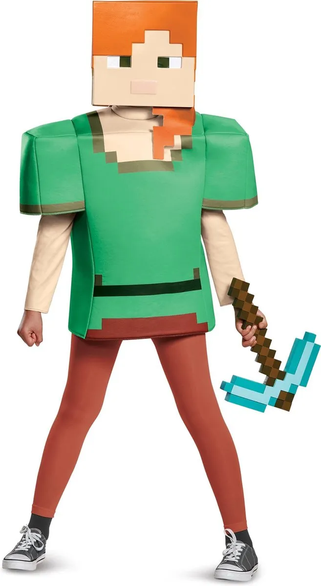 Minecraft Diamond Pickaxe Kostuum - Bruin/Turquoise