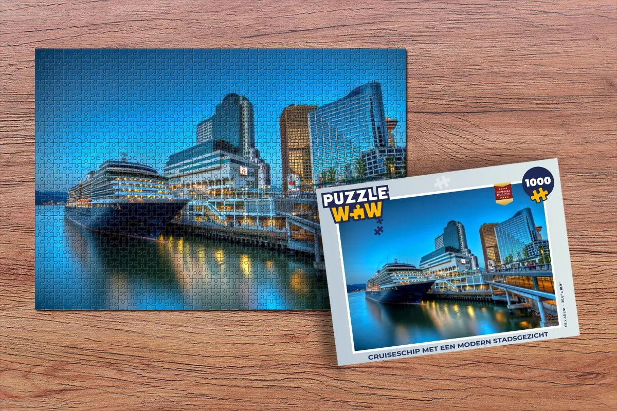 PuzzleWow Cruiseschip Modern Stadsgezicht Legpuzzel 1000 Stuks - Multicolor