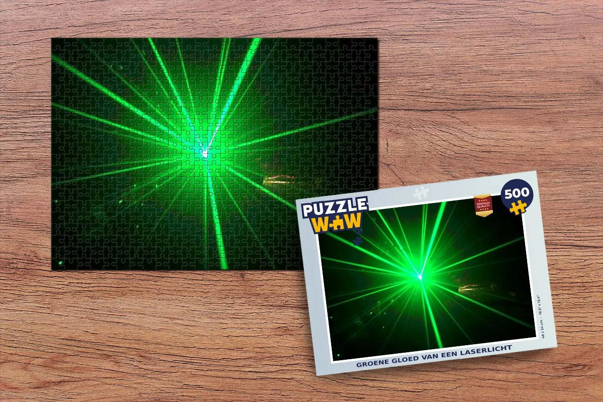 PuzzleWow Legpuzzel Groene gloed laserlicht 500 Stuks - Multicolor