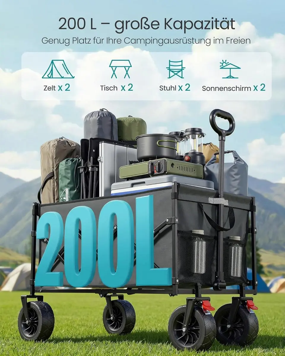 Songmics GFW201G101 Opvouwbare Tuintrolley 200L - Duifgrijs - afbeelding 4 van 6