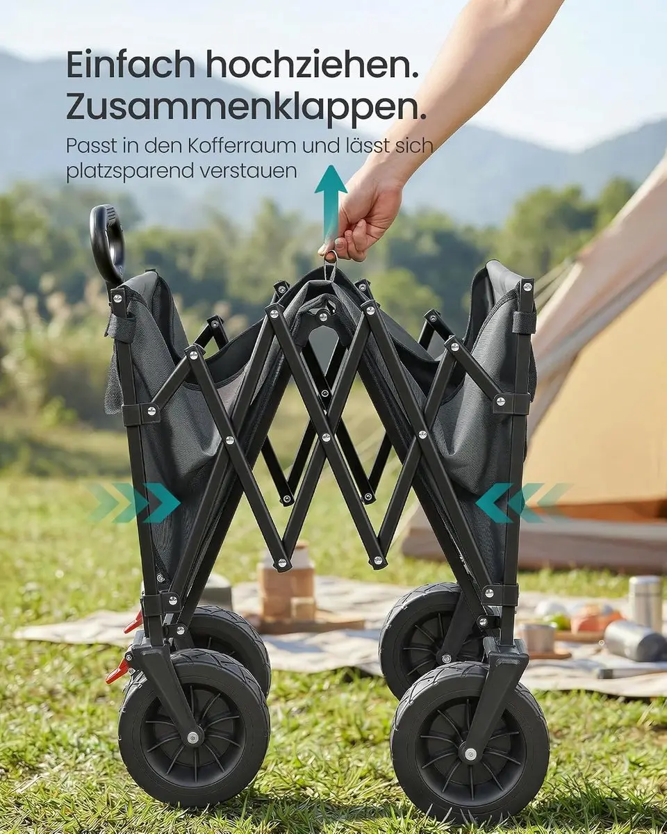 Songmics GFW201G101 Opvouwbare Tuintrolley 200L - Duifgrijs - afbeelding 2 van 6