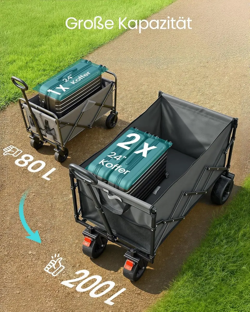 Songmics GFW201G101 Opvouwbare Tuintrolley 200L - Duifgrijs - afbeelding 3 van 6