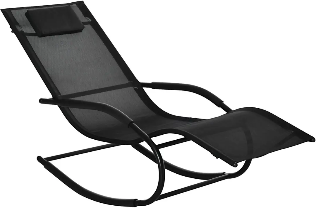 Outsunny schommelstoel van textiel, 63x160x88cm, zwart.
