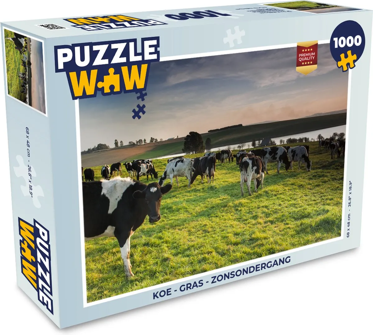 PuzzleWow Koe Gras Zonsondergang Legpuzzel 1000 Stuks
