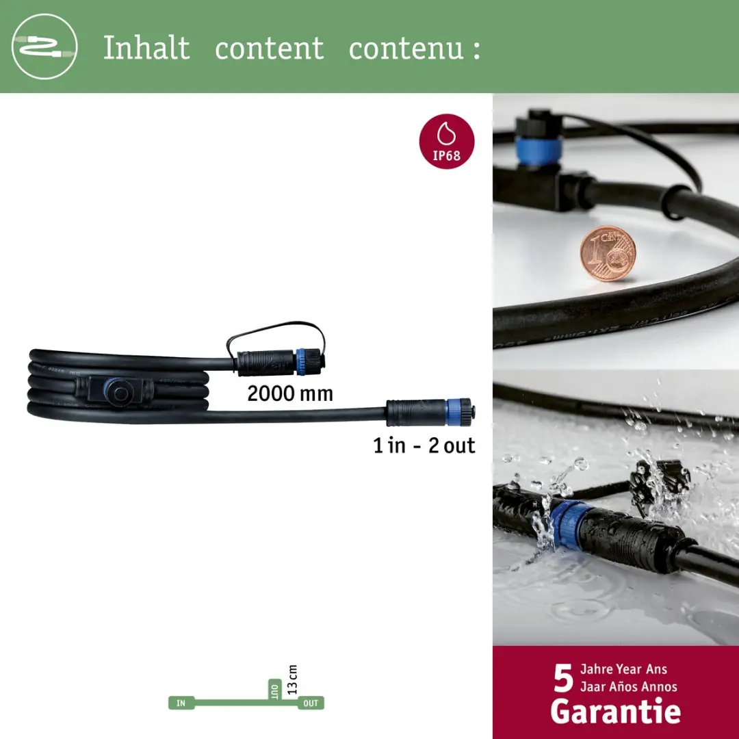 Paulmann Plug & Shine Kabel 2m IP68 - Zwart - afbeelding 2 van 6