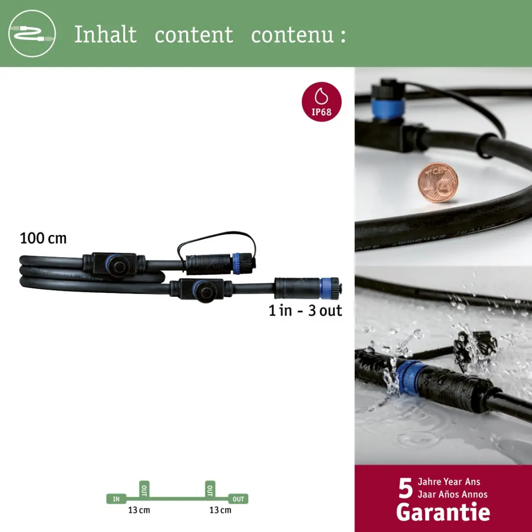 Paulmann Plug & Shine Kabel 939.94 - 3 Uitgangen 1m - afbeelding 3 van 6