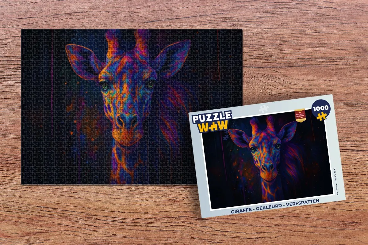 PuzzleWow Giraffe Legpuzzel 1000 Stuks - Verfspatten