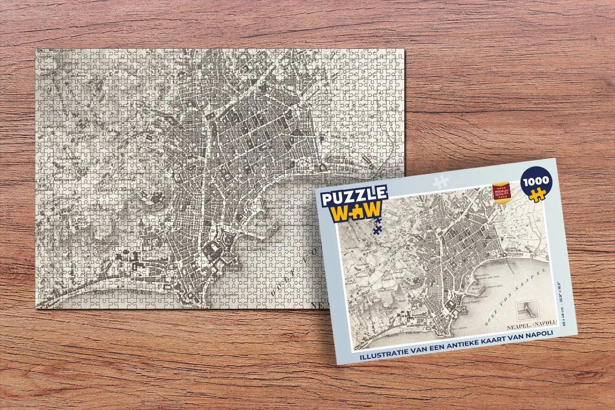 PuzzleWow Napoli Antieke Kaart Legpuzzel 1000 Stuks - Multicolor