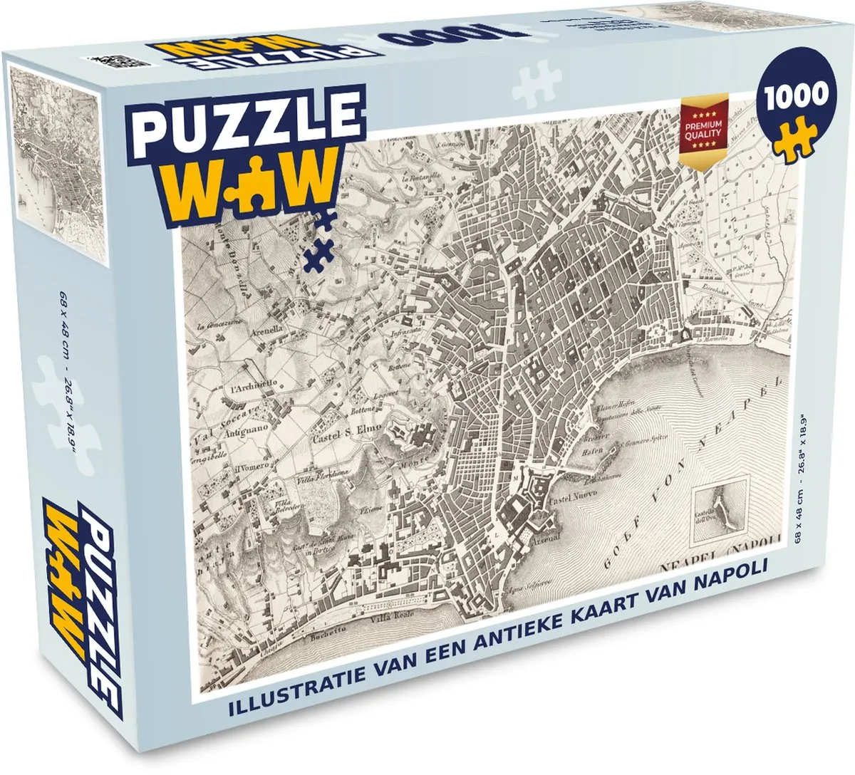 PuzzleWow Napoli Antieke Kaart Legpuzzel 1000 Stuks