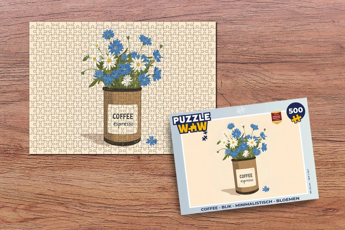 PuzzleWow Coffee Bloemen Legpuzzel 500 Stuks - Blik