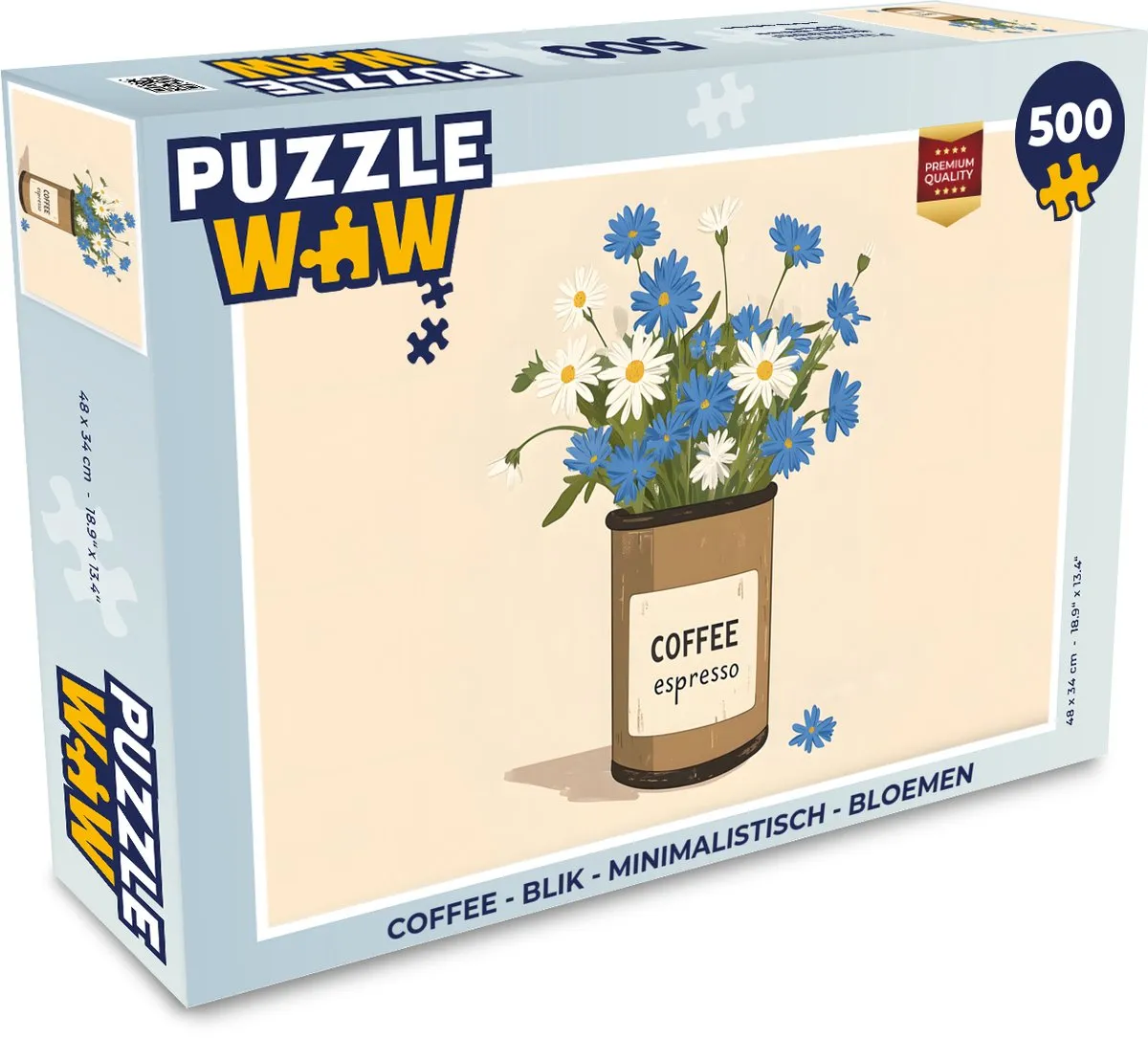 PuzzleWow Coffee Bloemen Legpuzzel 500 Stuks - Blik