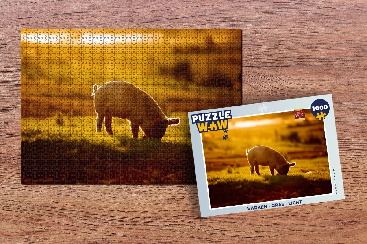 PuzzleWow Varken Gras Legpuzzel 1000 Stuks - Multicolor