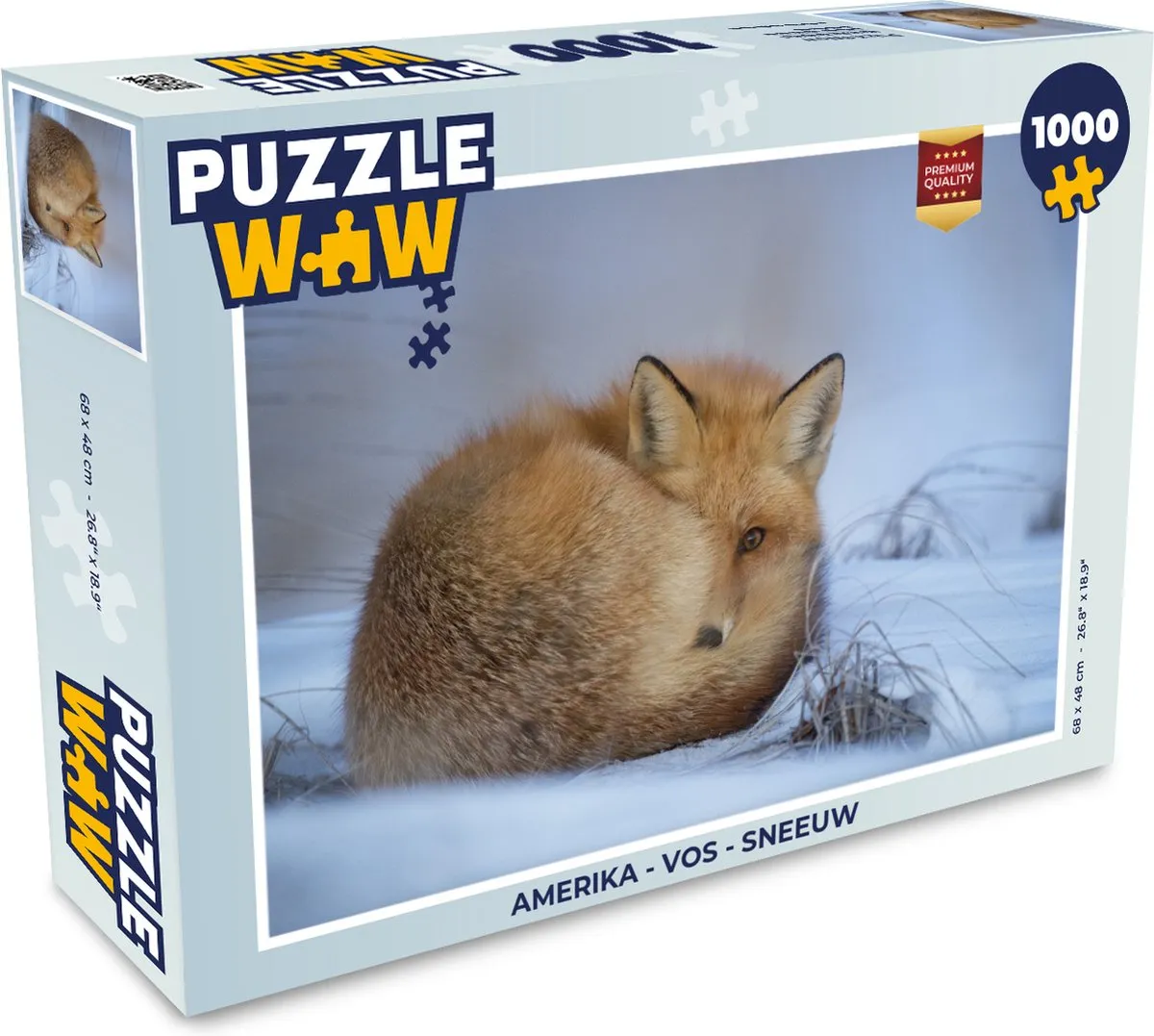 PuzzleWow Amerika Vos Sneeuw Legpuzzel 1000 Stuks - Multicolor