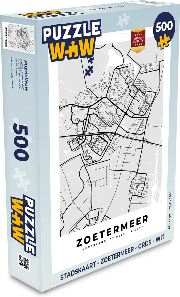 PuzzleWow Stadskaart Zoetermeer Legpuzzel 500 Stuks