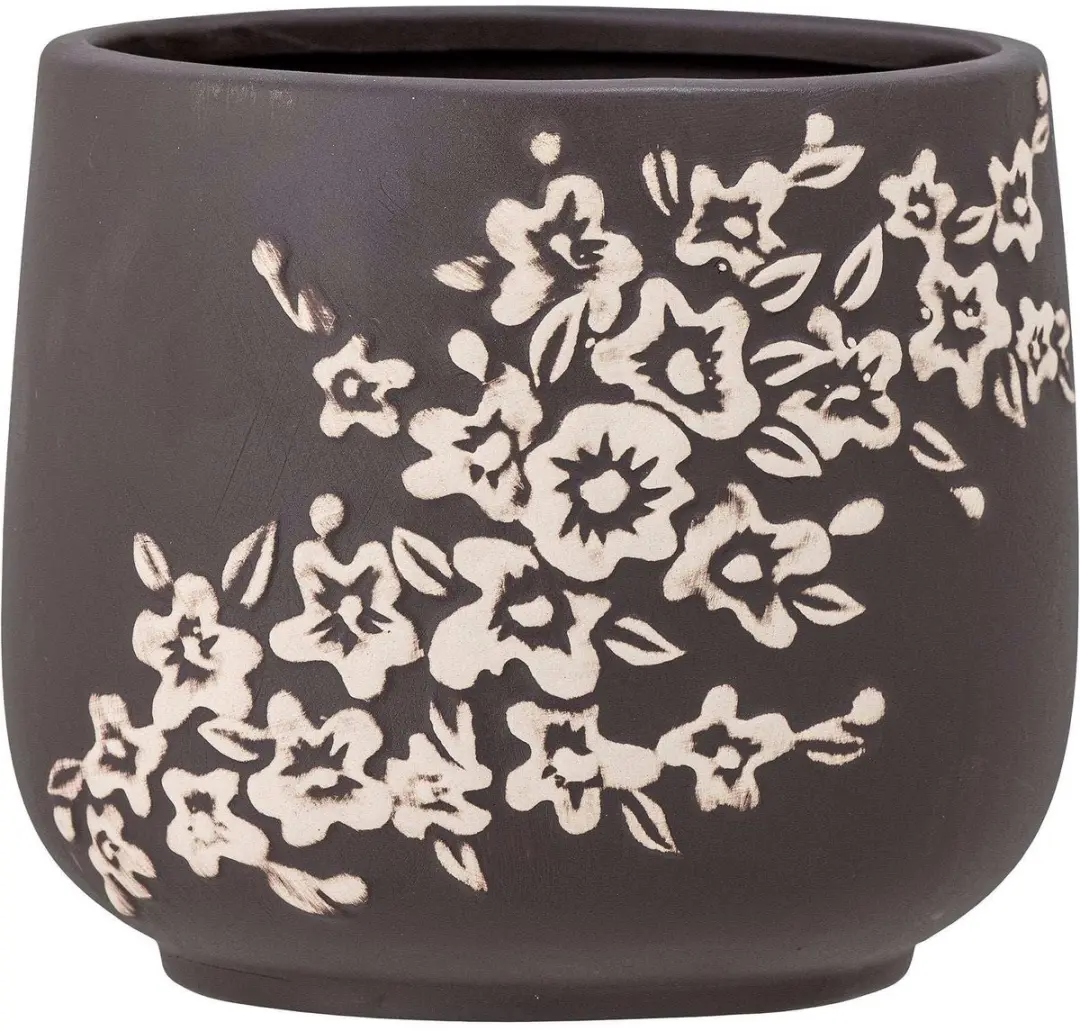 Bloomingville Bloempot aardewerk bruin Betino 19cm