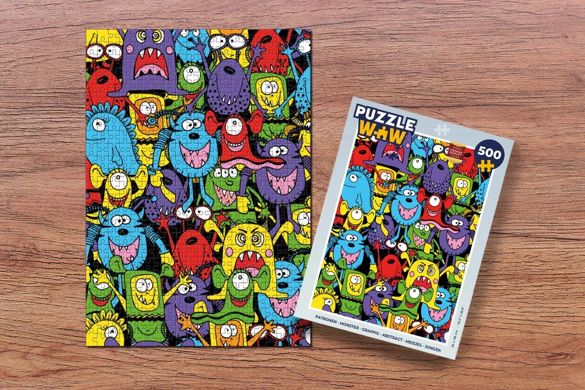 PuzzleWow Monster Puzzel 500 Stuks - Multicolor