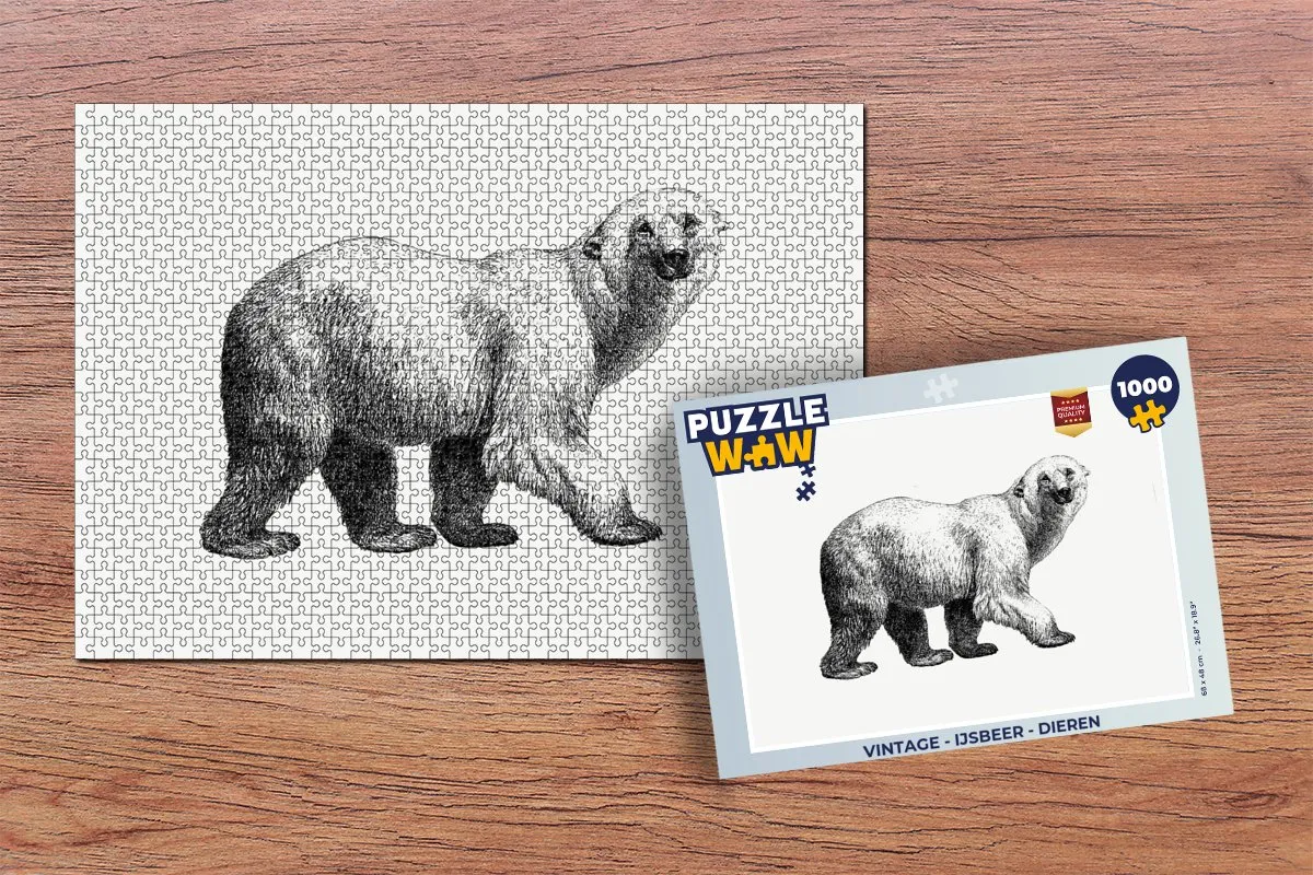 PuzzleWow Vintage IJsbeer Legpuzzel 1000 Stuks - Multicolor