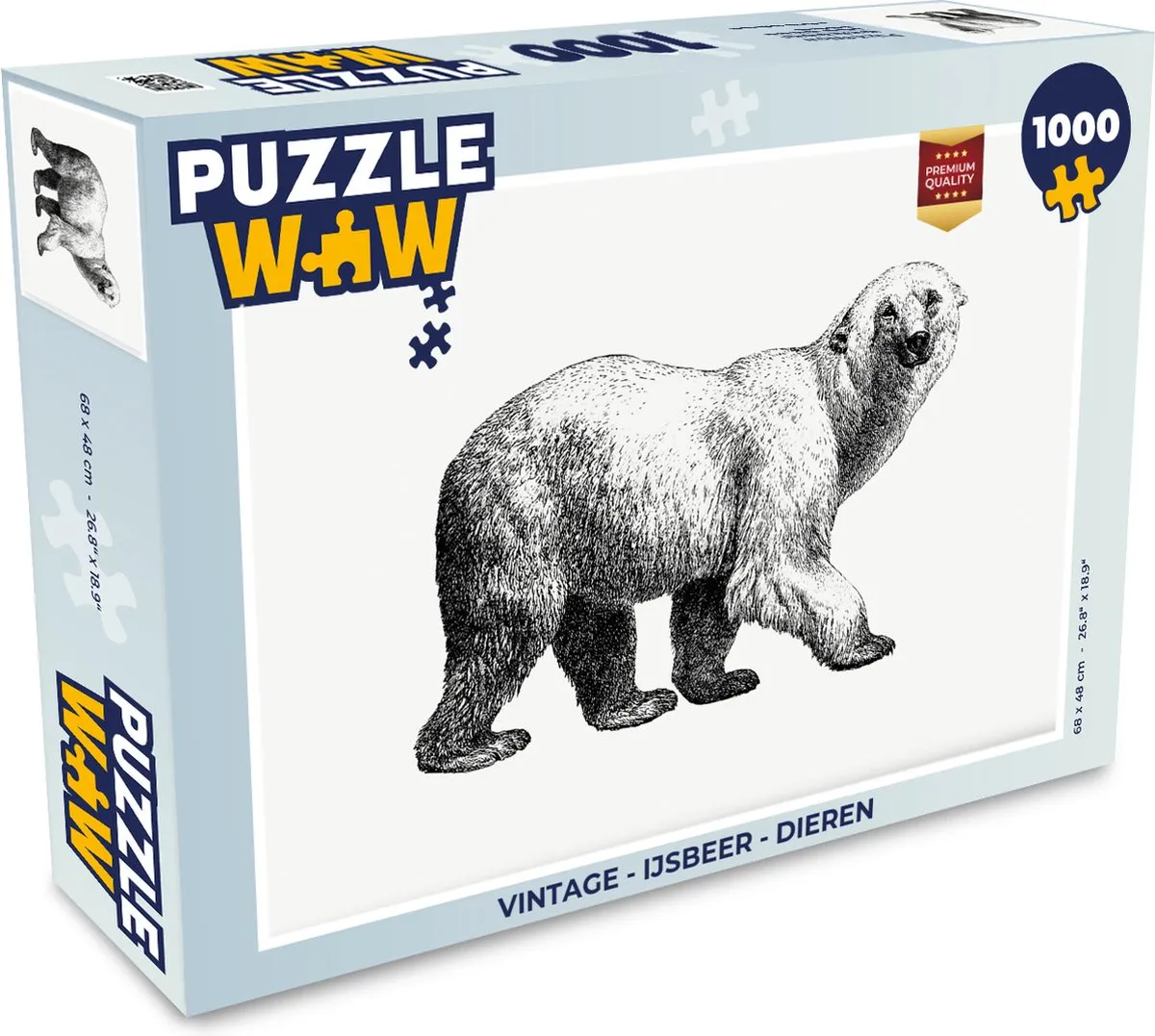 PuzzleWow Vintage IJsbeer Legpuzzel 1000 Stuks - Multicolor