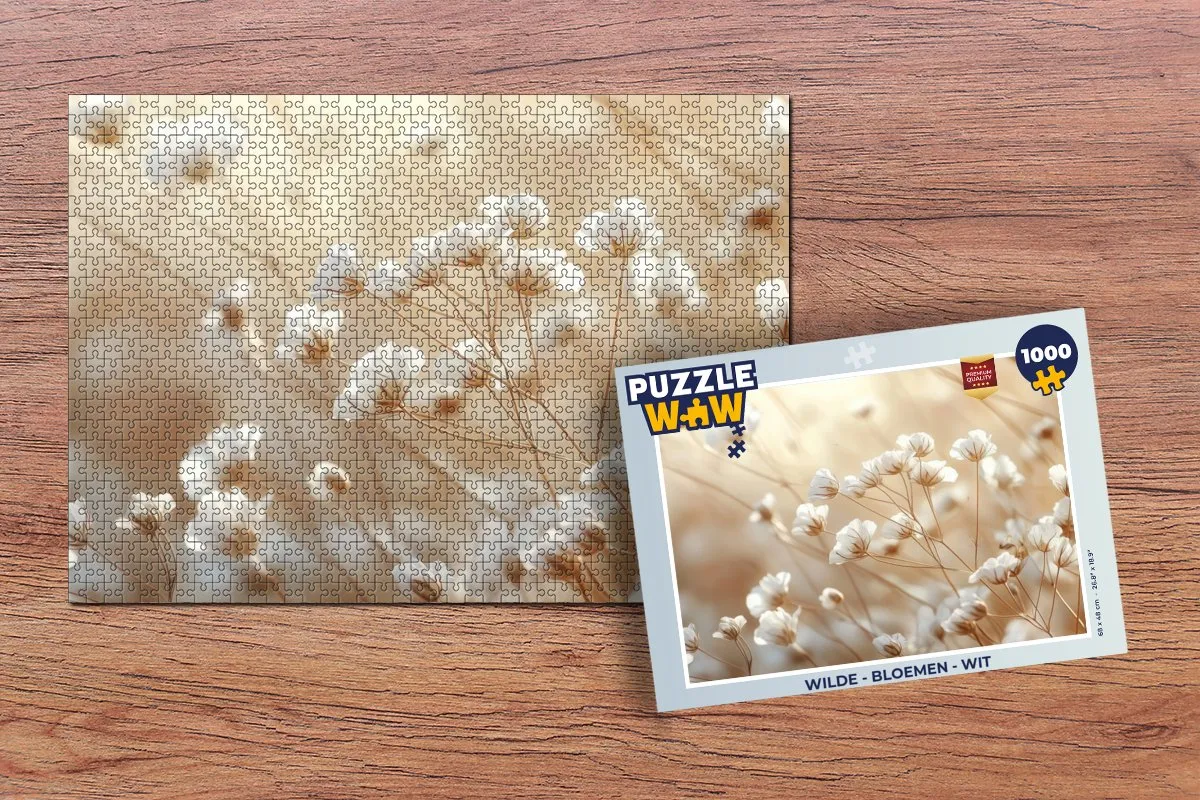 PuzzleWow Wilde Bloemen Legpuzzel 1000 Stuks - Wit