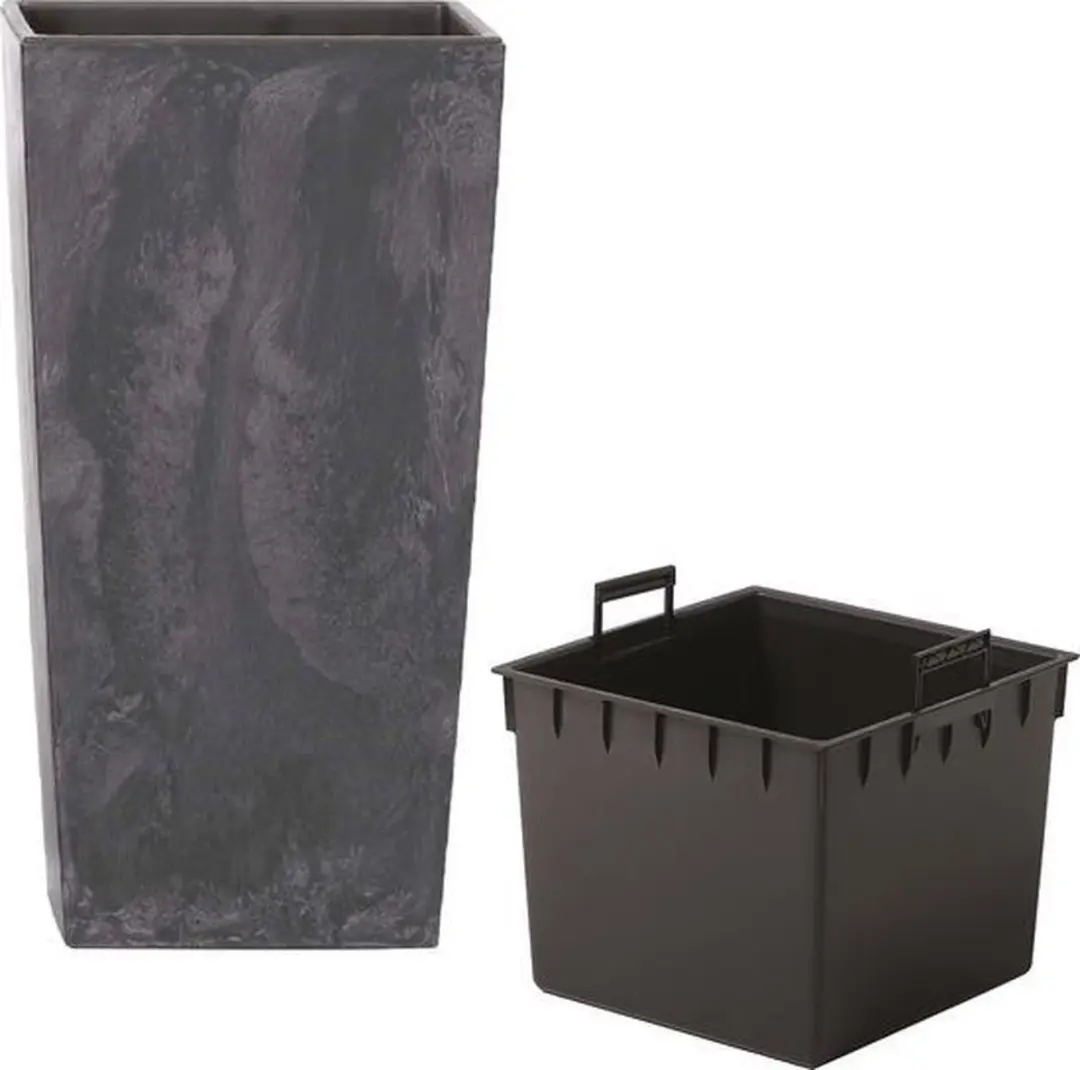 Prosperplast Urbi Square Effect Bloempot 33x33x61cm - Antraciet - afbeelding 3 van 5