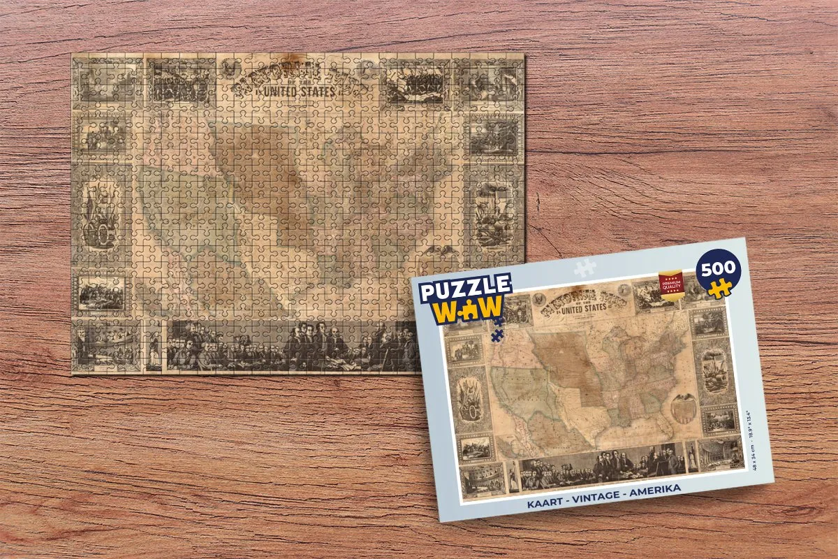PuzzleWow Vintage Amerika Legpuzzel 500 Stuks - Multicolor