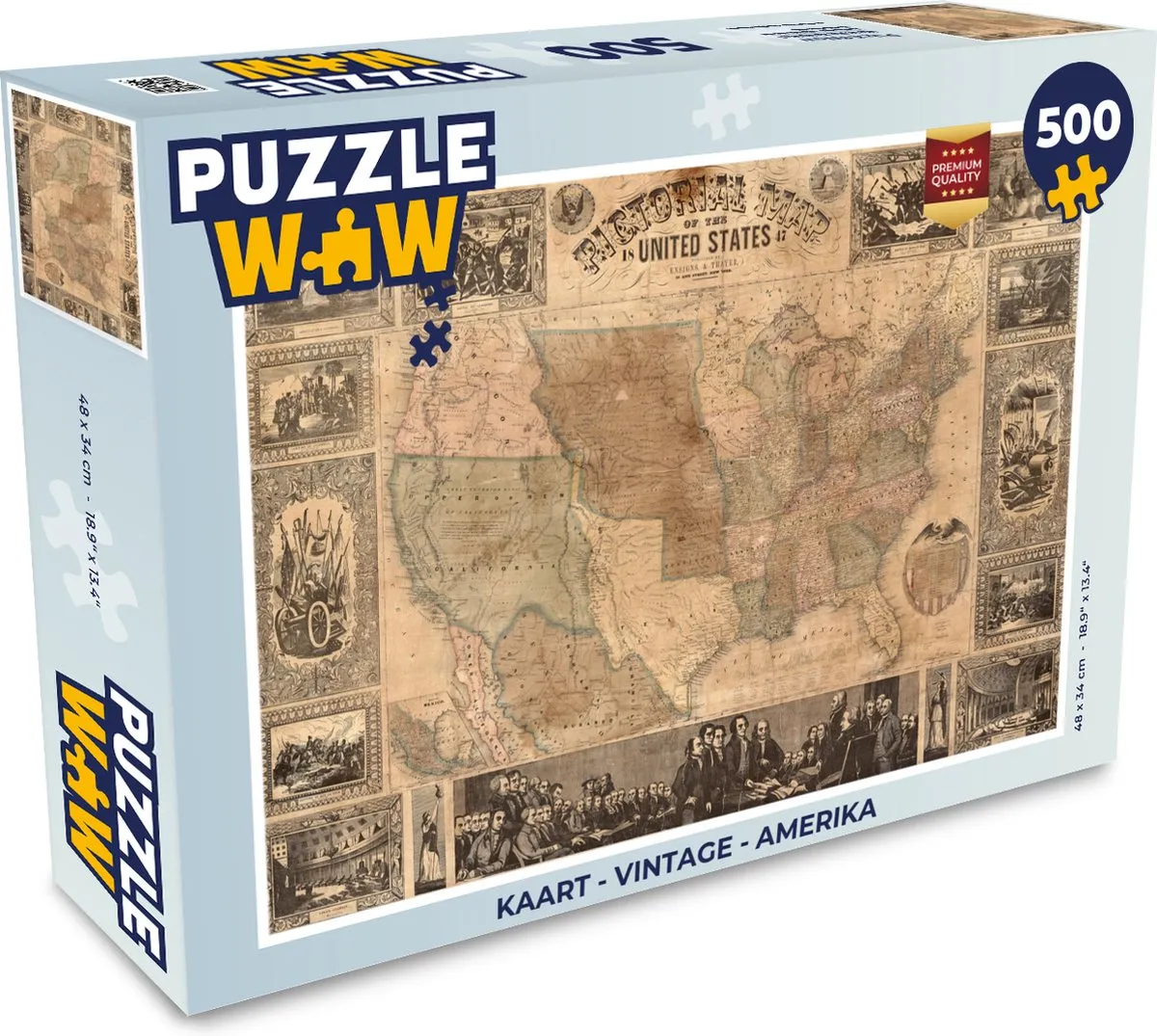 PuzzleWow Vintage Amerika Legpuzzel 500 Stuks