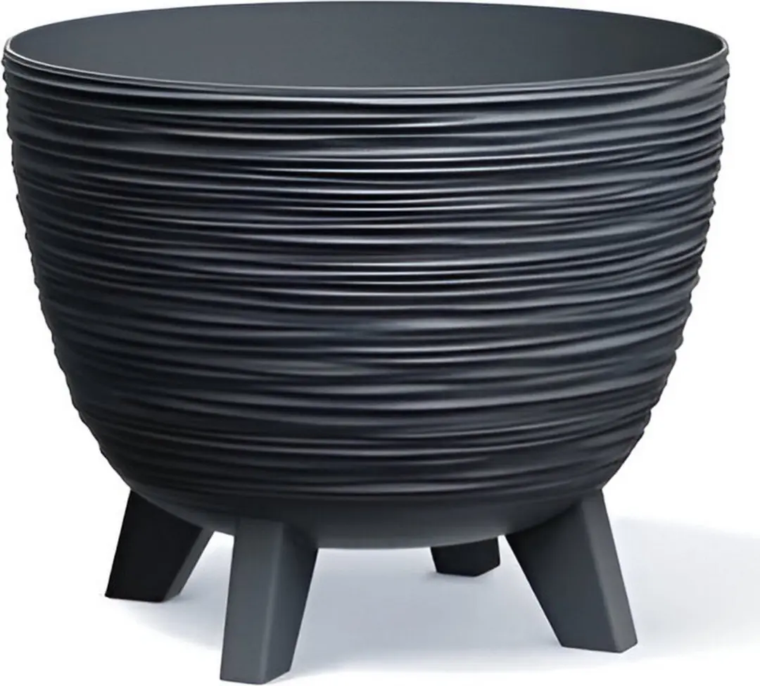 Prosperplast Furu Eco Wood-Naturo - Bloempot met pootjes / Plantenbak - UV-bestendig ⌀ 395mm - Antraciet