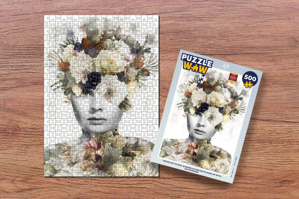 PuzzleWow Bloemen Vrouw Legpuzzel 500 Stuks - Multicolor