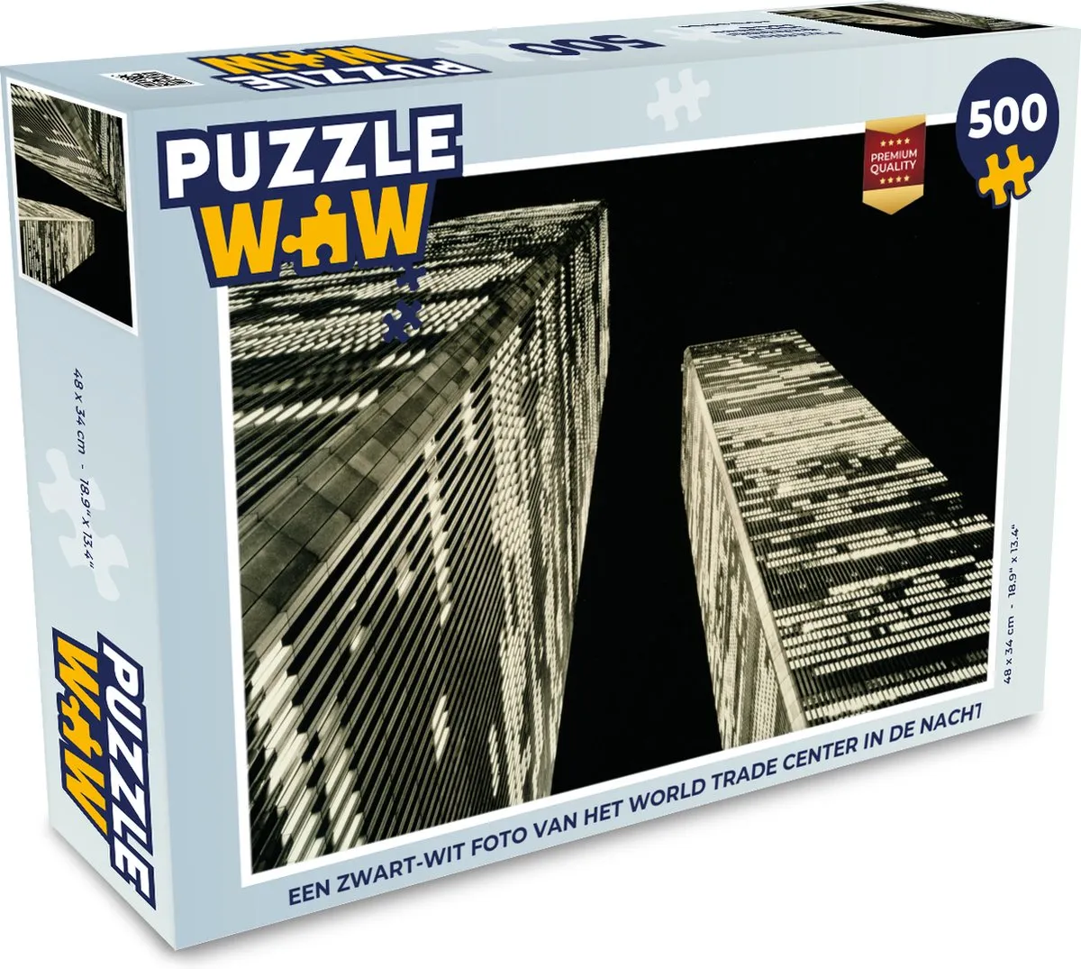 PuzzleWow Legpuzzel World Trade Center Nacht - 500 Stukjes