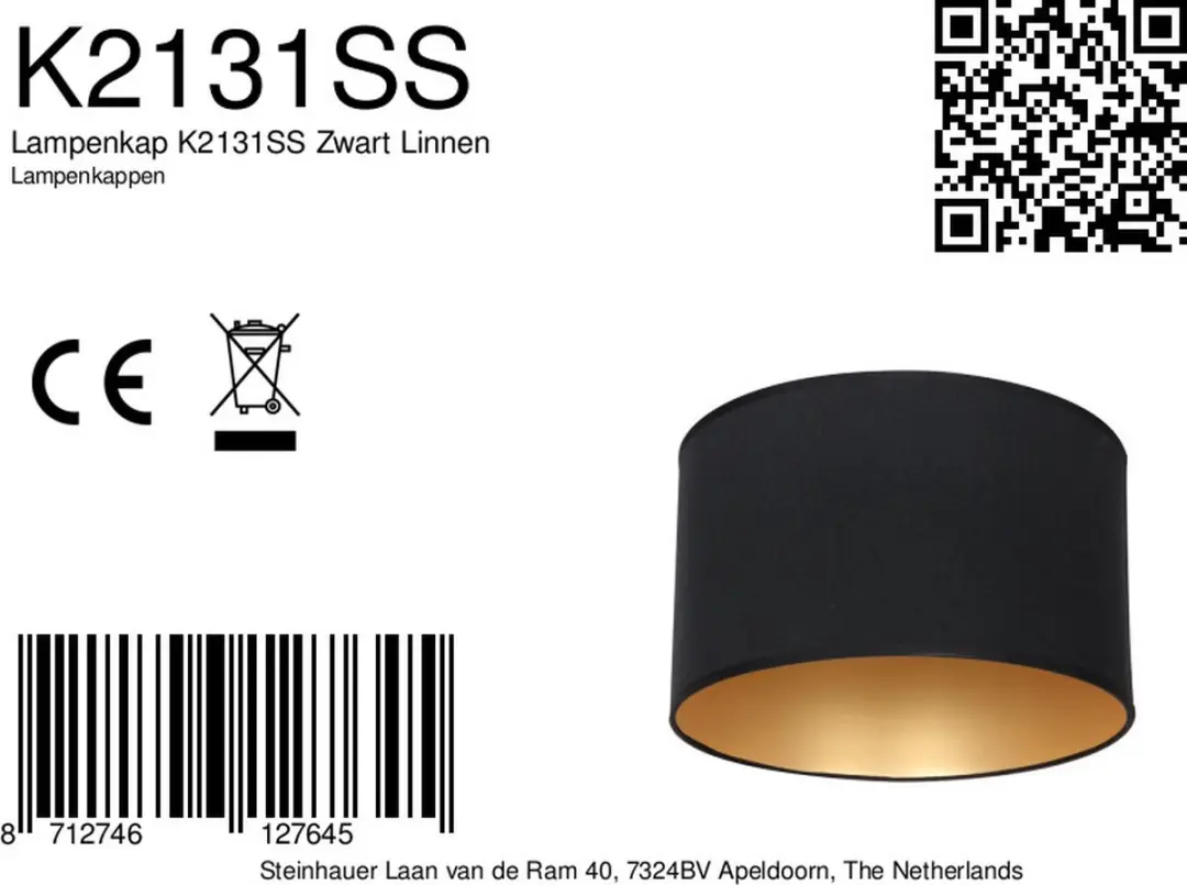 Steinhauer K2131SS Lampenkap Zwart - Ø30cm - afbeelding 5 van 6