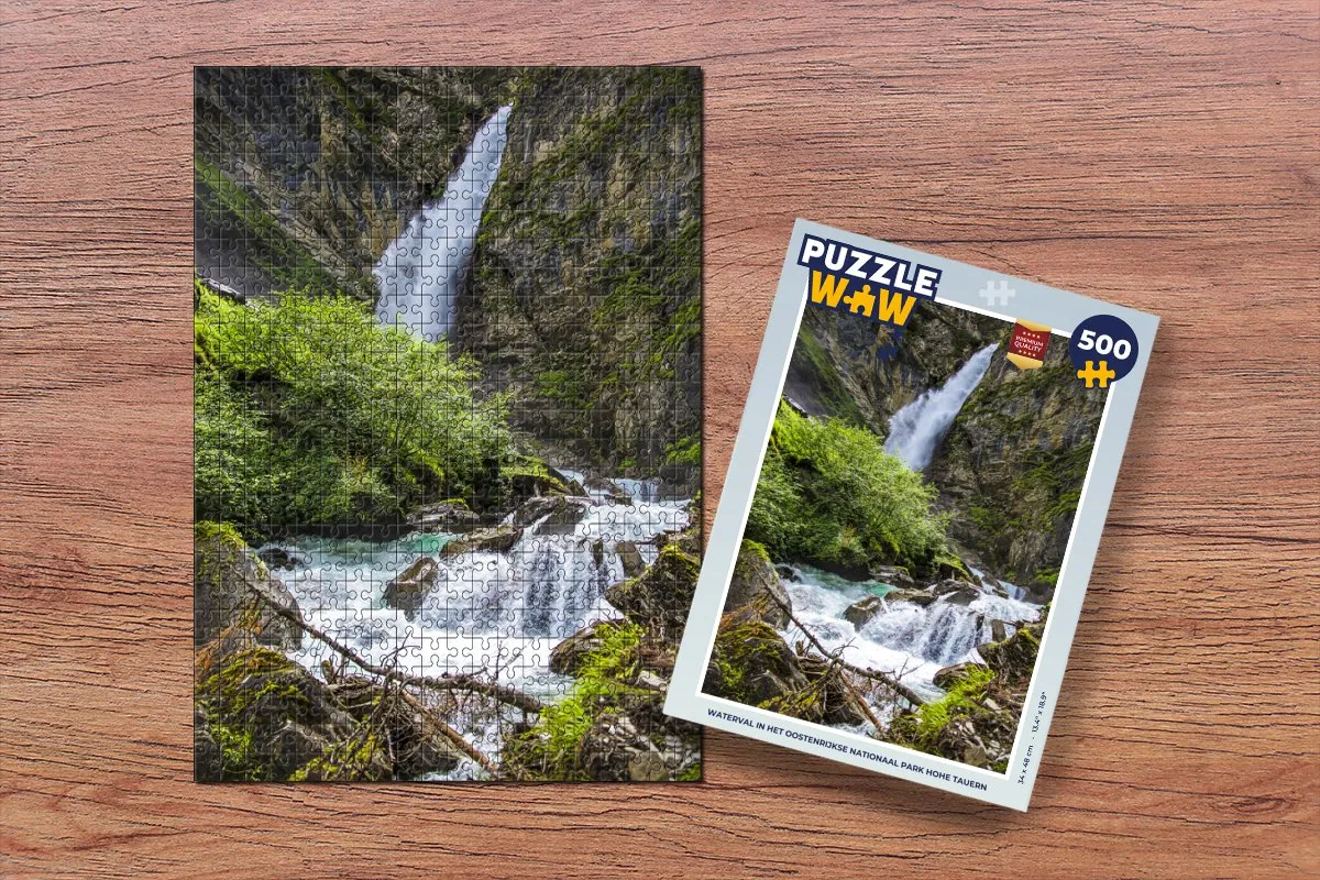 PuzzleWow Legpuzzel 500 Stuks - Waterval Oostenrijk Hohe Tauern - Multicolor
