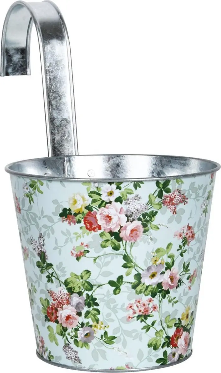 Esschert Design Bloempot Roos Met Haak 15,9 X 14,2 cm Staal Lichtblauw