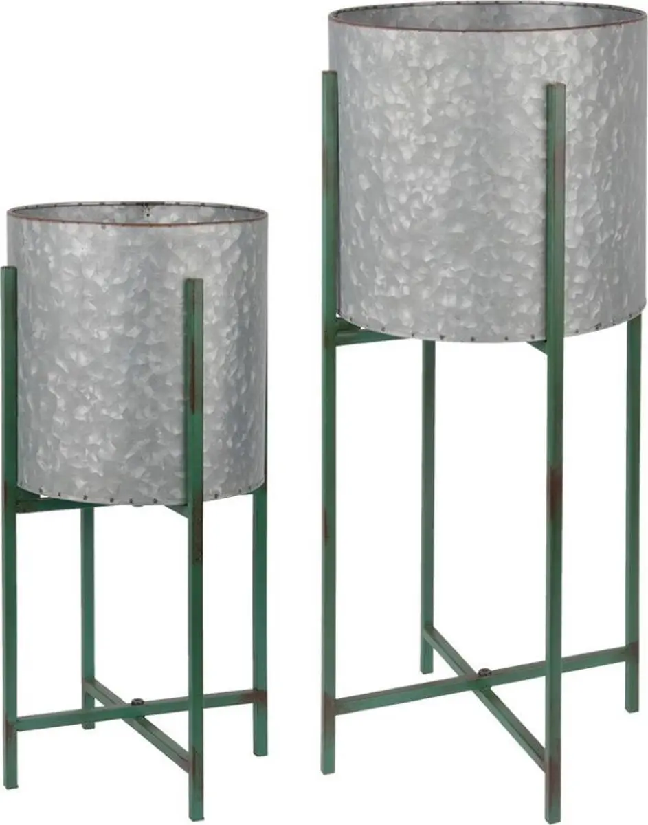 Esschert Design Plantenbakken 47,4/62,1 Cm Staal Zilver 2 Stuks