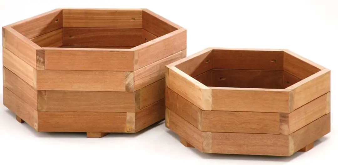 Intergard Bloembak plantenbak zeskant bangkirai hardhout 55cm